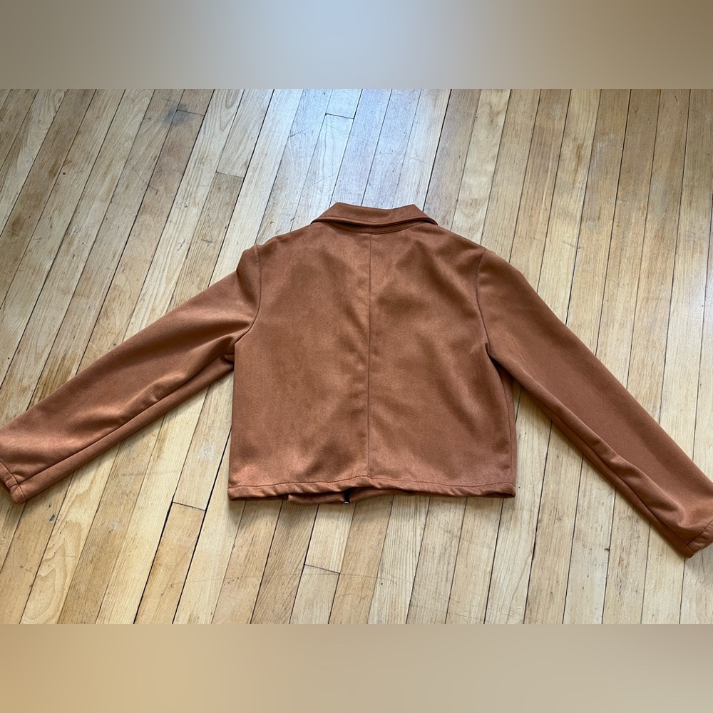 SHEIN Cropped Rust Orange Moto Jacket - Picture 4 of 4